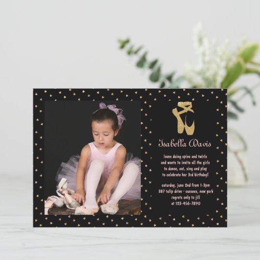 Liefje Ballerina Fotouitnodiging Kaart (Staand voorkant)