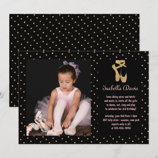 Liefje Ballerina Fotouitnodiging Kaart (Voorkant / Achterkant)