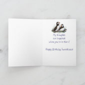 Liefje Birthday Waterverf Puffin Couple Kaart (Binnen)