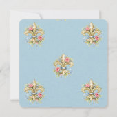 Liefje blauw Fleur de Lys babyshower uitnodiging (Achterkant)