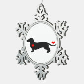 Liefje Dachshund Tin Sneeuwvlok Ornament (Rechts)