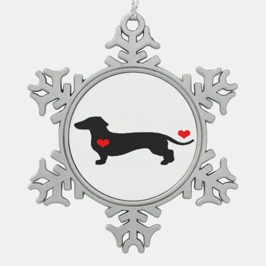 Liefje Dachshund Tin Sneeuwvlok Ornament (Voorkant)