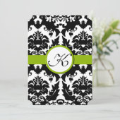 Liefje Damask Greenery Wedding Invitations Kaart (Staand voorkant)