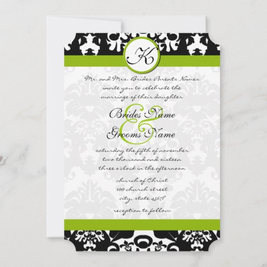 Liefje Damask Greenery Wedding Invitations Kaart (Achterkant)