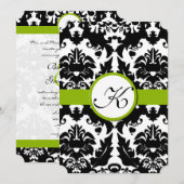 Liefje Damask Greenery Wedding Invitations Kaart (Voorkant / Achterkant)