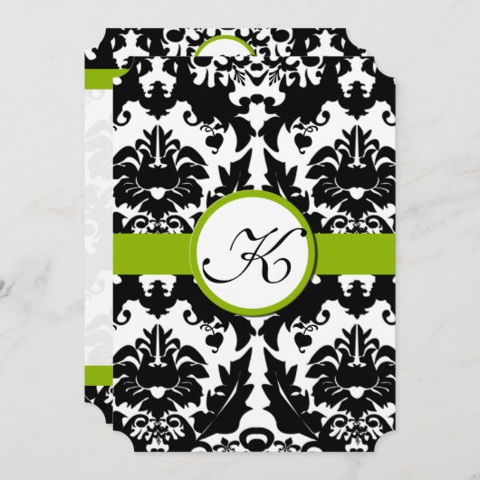 Liefje Damask Greenery Wedding Invitations Kaart (Voorkant / Achterkant)
