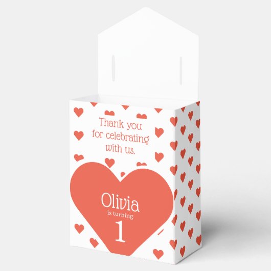 Liefje Eerste Verjaardagsfeestje Rode Hart Tent Bedankdoosjes (Geopend)