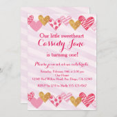 Liefje Heart Birthday Uitnodiging (Voorkant / Achterkant)