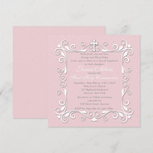 Liefje Hoeken Religieuze Uitnodiging (Voorkant / Achterkant)