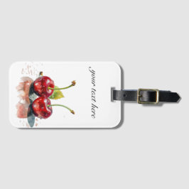 Liefje Kersen in Waterverf, op maat Bagagelabel