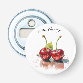 Liefje Kersen in Waterverf, op maat Button Flesopener