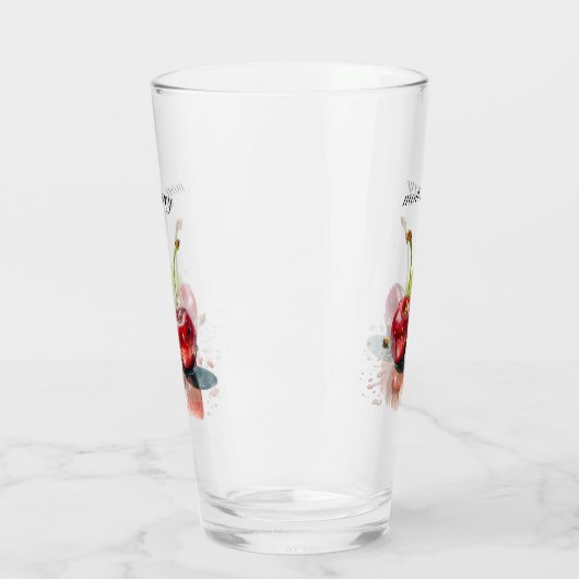 Liefje Kersen in Waterverf, op maat Glas (Links)