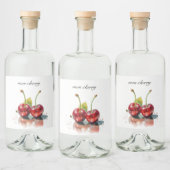 Liefje Kersen in Waterverf, op maat Likeurfles Etiket (Flessen)