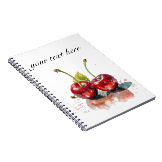 Liefje Kersen in Waterverf, op maat Notitieboek (Rechterzijde)