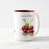 Liefje Kersen in Waterverf, op maat Tweekleurige Koffiemok (Voorkant rechts)