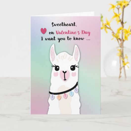 Liefje Llamas Valentijn Day Hearts Kaart (Gele Bloem)