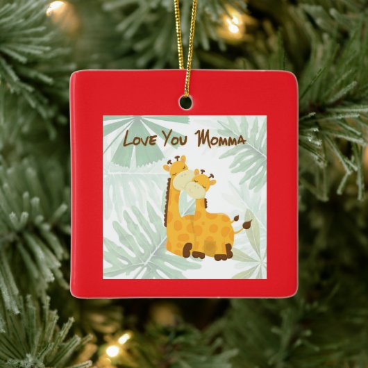 Liefje Mama Giraffe Moeder & Kind Keramisch Ornament (Boom)