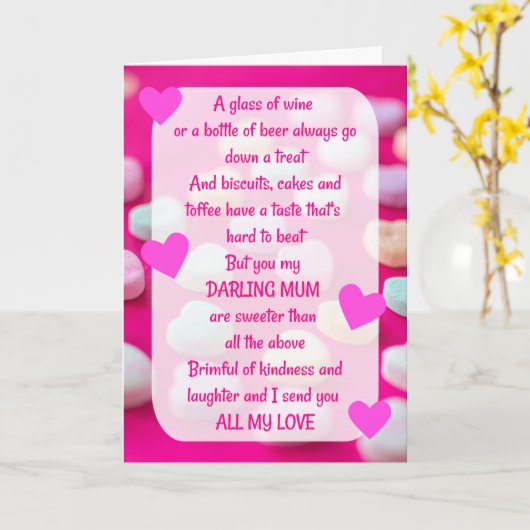 Liefje Mum Sentimental Birthday Card Kaart (Gele Bloem)