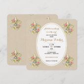Liefje neutrale Fleur de Lys babyshower uitnodigin (Voorkant / Achterkant)