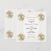 Liefje neutrale Fleur de Lys babyshower uitnodigin (Voorkant / Achterkant)