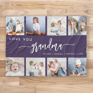 Liefje Oma 8 Fotocollage Paars Fleece Deken
