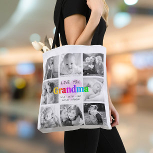 Liefje Oma Kleurrijke Moderne 8 Foto Collage Tote Bag