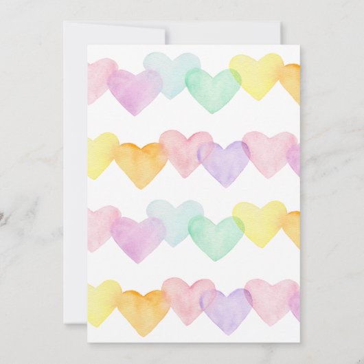 Liefje Pastel Rainbow Hearts verjaardag Kaart (Achterkant)