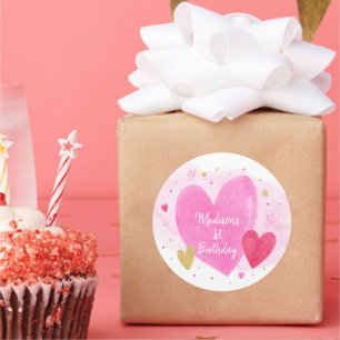 Liefje Pink Gold Hearts Birthday Ronde Sticker