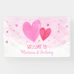 Liefje Pink Gold Hearts Birthday Spandoek