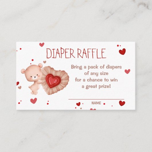 Liefje Rood Baby shower Luier Raffle Kaart (Voorkant)
