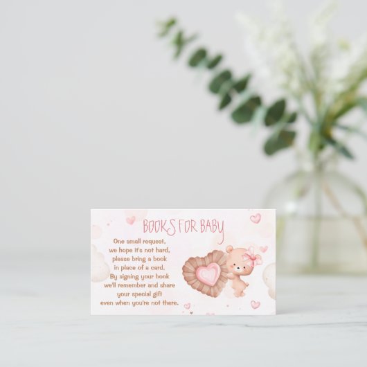 Liefje Roze Baby shower Boeken voor Baby Kaart (Staand voorkant)