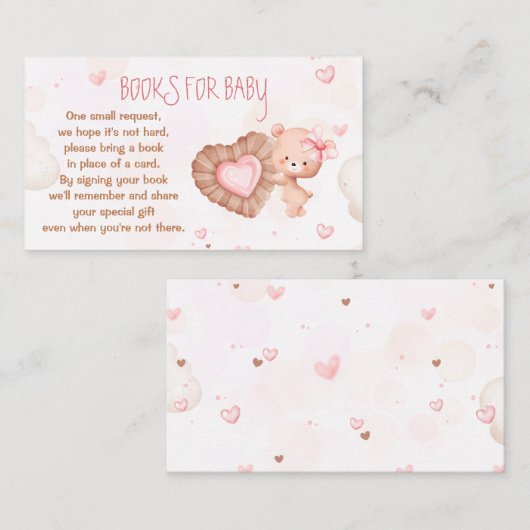 Liefje Roze Baby shower Boeken voor Baby Kaart (Voorkant / Achterkant)
