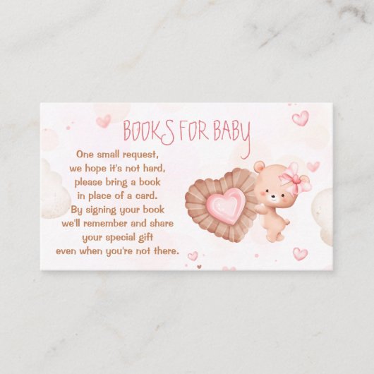Liefje Roze Baby shower Boeken voor Baby Kaart (Voorkant)