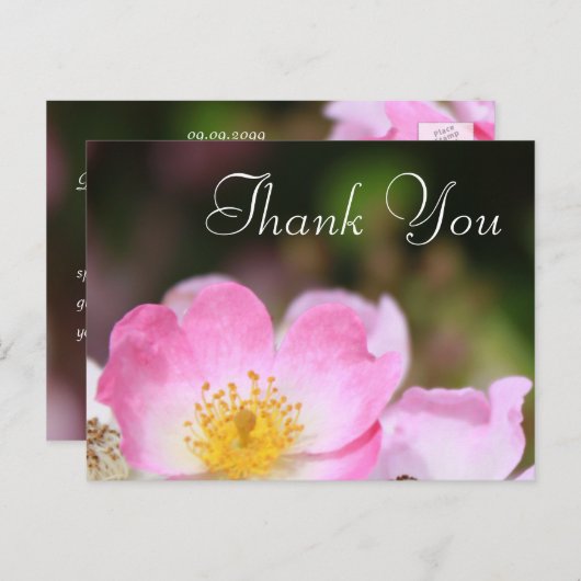 liefje roze bloem bruiloft met roos bedankt briefkaart (Voorkant / Achterkant)