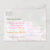 liefje roze bloem bruiloft met roos , met uitzonde aankondigingskaart (Achterkant)