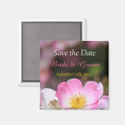 liefje roze bloem bruiloft met roos , met uitzonde magneet (Voorkant / Achterkant)