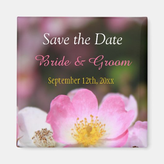 liefje roze bloem bruiloft met roos , met uitzonde magneet (Voorkant)