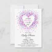 Liefje Roze en Paarse Confetti Baby shower Kaart (Voorkant)