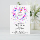 Liefje Roze en Paarse Confetti Baby shower Kaart (Staand voorkant)