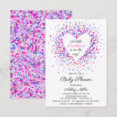 Liefje Roze en Paarse Confetti Baby shower Kaart (Voorkant / Achterkant)