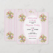 Liefje roze Fleur de Lys babyshower uitnodiging (Voorkant / Achterkant)