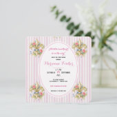 Liefje roze Fleur de Lys babyshower uitnodiging (Staand voorkant)