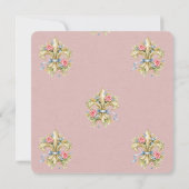 Liefje roze Fleur de Lys babyshower uitnodiging (Achterkant)