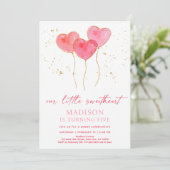 Liefje Roze Gouden Hartballonnen Verjaardag Kaart (Staand voorkant)