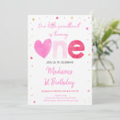 Liefje Roze Gouden Harten Eerste Verjaardag Kaart (Staand voorkant)