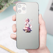 Liefje Roze-Haired Anime Beauty Sticker (Telefoon)
