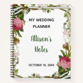 Liefje roze Rose minimalistisch Floral Green Leaf Notitieboek (Voorkant)