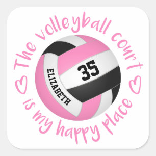 liefje roze zwarte volleybalhof mijn gelukkige ple vierkante sticker