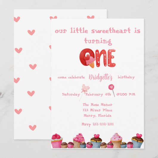 Liefje Valentijn 1e Verjaardag Kaart (Voorkant / Achterkant)