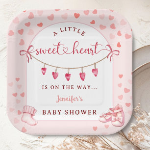 Liefje Valentijnsdag Meisje Baby Shower Papieren Bordje
